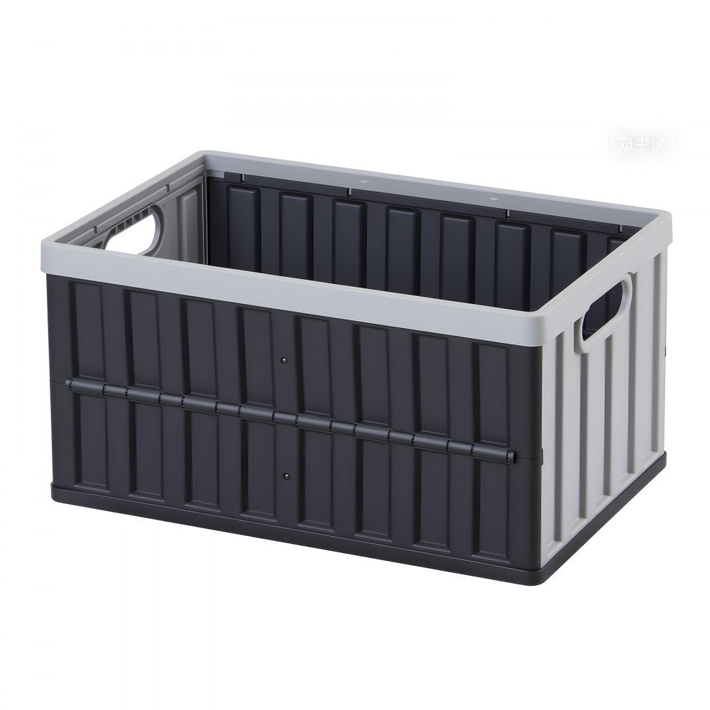 VEVOR Plastic Collapsible Storage Bins with Lids, 65L 2 Packs, Stackable Folding Storage Crates with Handles, Holds 84 lbs Per Bin, Heavy Duty Containers, Space-Saving Baskets, for Home Organizing