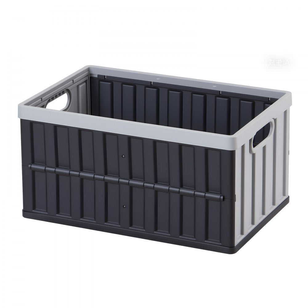 VEVOR Plastic Collapsible Storage Bins with Lids, 65L 2 Packs, Stackable Folding Storage Crates with Handles, Holds 84 lbs Per Bin, Heavy Duty Containers, Space-Saving Baskets, for Home Organizing