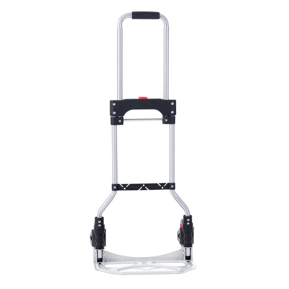 VEVOR Folding Hand Truck and Dolly, 176 lbs Capacity, Aluminum Foldable Cart, Heavy-Duty Luggage Trolley Cart with Telescoping Handle and PP+TPR Wheels for Home, Office, Shopping, Travel