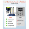 VEVOR 2-in-1 Tennis & Pickleball Hopper, with Pickup Tube, Foldable Pickleball Basket Cart with with Wheels, Holds 150 Tennis Balls or 260 Pickleballs, Portable Pickleball Caddy Holder, for Training