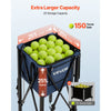 VEVOR 2-in-1 Tennis & Pickleball Hopper, with Pickup Tube, Foldable Pickleball Basket Cart with with Wheels, Holds 150 Tennis Balls or 260 Pickleballs, Portable Pickleball Caddy Holder, for Training