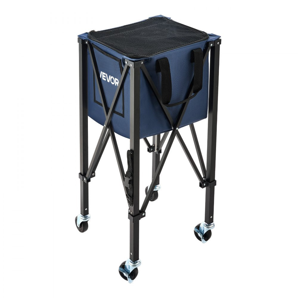 VEVOR 2-in-1 Tennis & Pickleball Hopper, with Pickup Tube, Foldable Pickleball Basket Cart with with Wheels, Holds 150 Tennis Balls or 260 Pickleballs, Portable Pickleball Caddy Holder, for Training