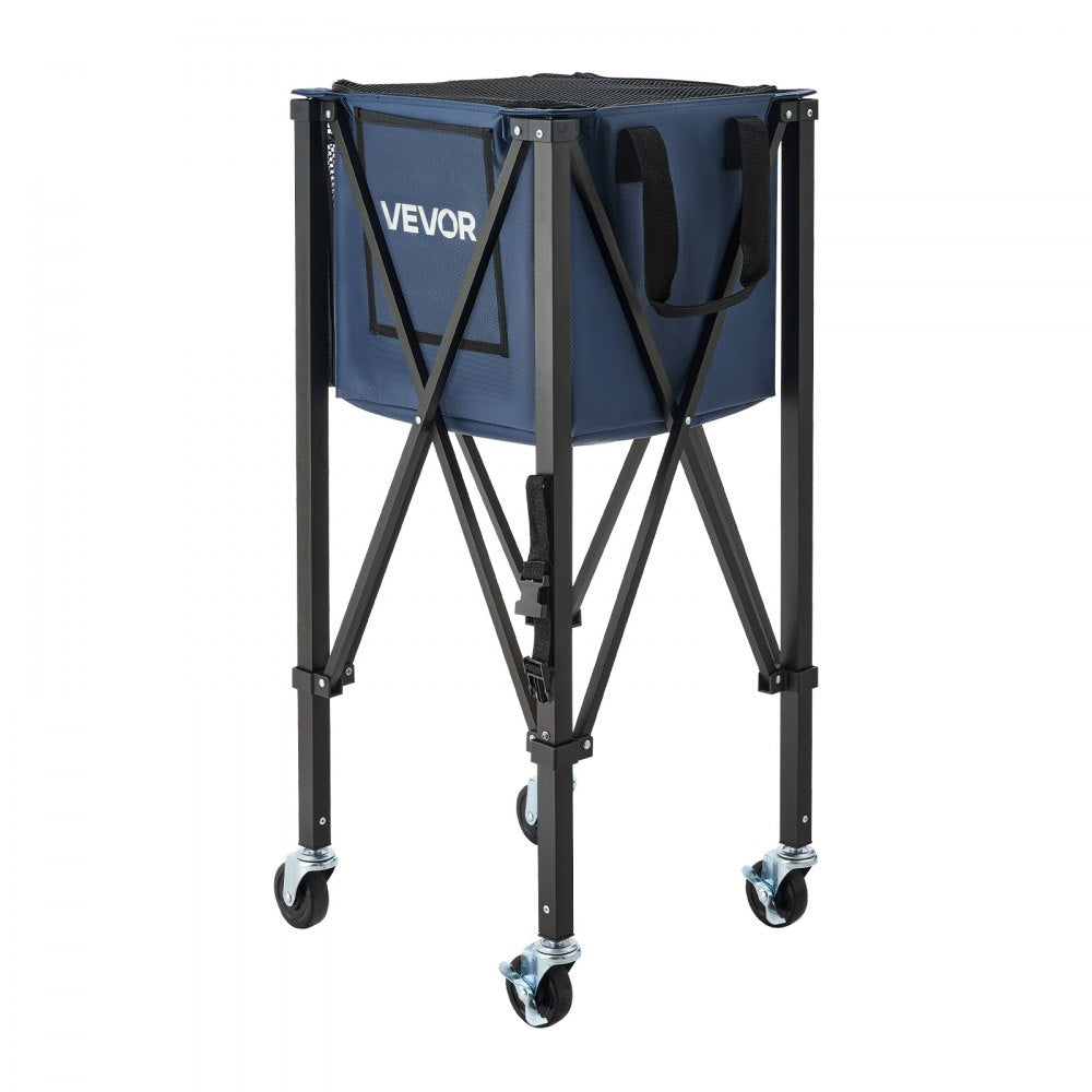 VEVOR 2-in-1 Tennis & Pickleball Hopper, with Pickup Tube, Foldable Pickleball Basket Cart with with Wheels, Holds 150 Tennis Balls or 260 Pickleballs, Portable Pickleball Caddy Holder, for Training