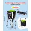 VEVOR Tennis Ball Hopper, Holds 200 Tennis Balls, Foldable Pickleball Basket Cart with Wheels for Easy Pick Up, Stainless Steel Portable Pickleball Cart Caddy with Storage Bag, for Training Teaching