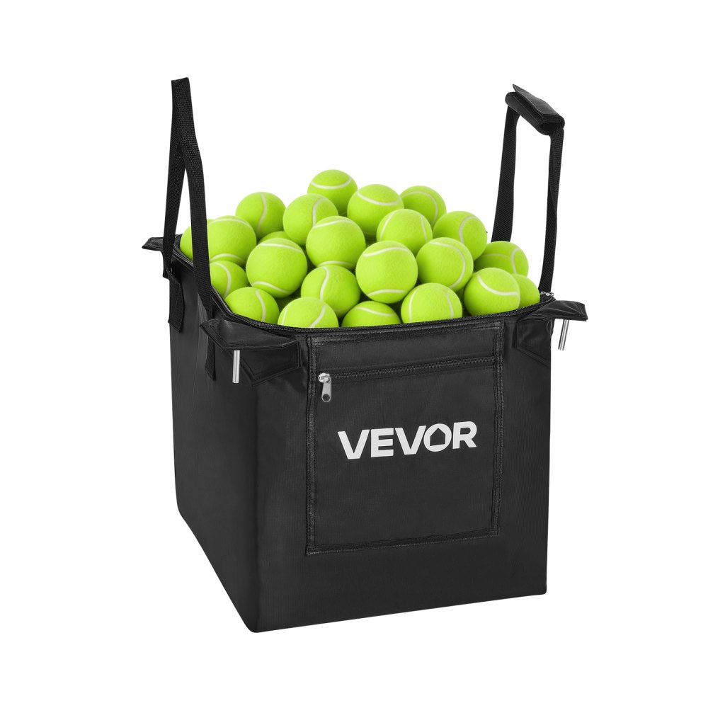 VEVOR Tennis Ball Hopper, Holds 150 Tennis Balls, Foldable Pickleball Basket Cart with Wheels for Easy Pick Up, Lightweight Aluminum Alloy, Portable Pickleball Caddy with Storage Bag, for Training