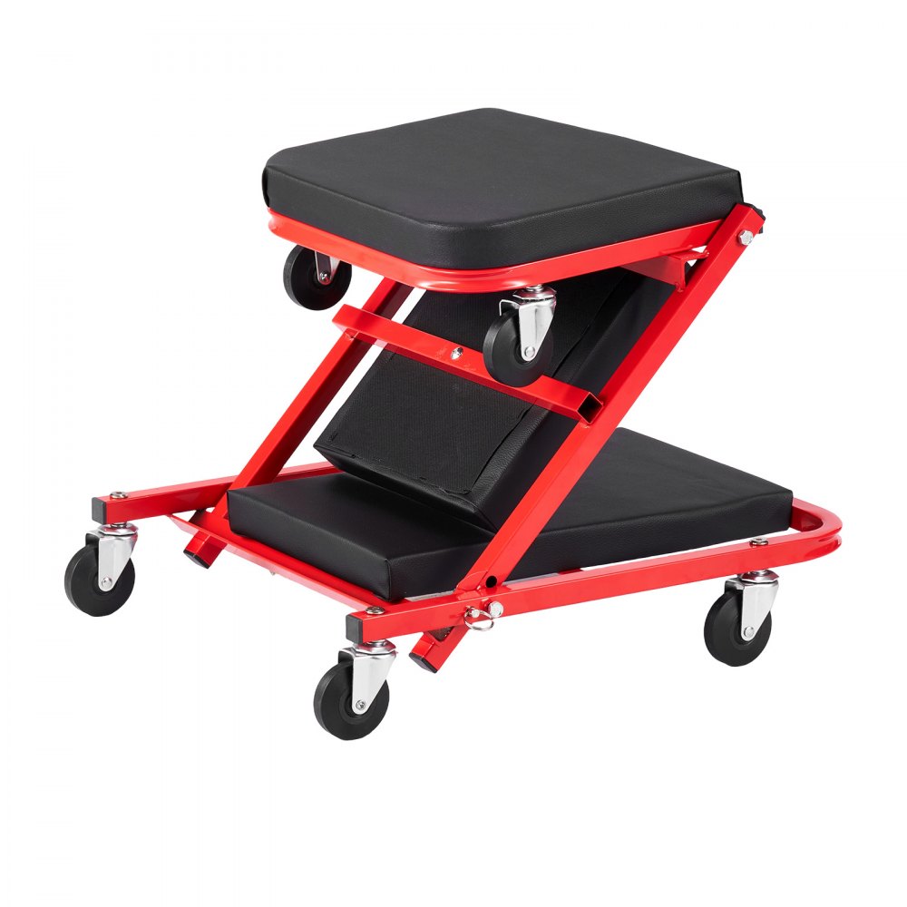 VEVOR 40 in 2-in-1 Folding Mechanic Creeper, Z Creeper Seat & Under Car Garage Roller, 450 lbs Rolling Creeper Stool with 6 Swivel Casters, Padded Headrest for Auto Repair
