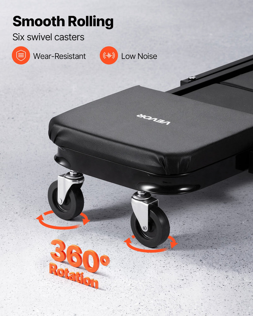 VEVOR 40 in 3-in-1 Folding Mechanic Creeper, Heavy Duty Z-Creeper Garage Roller, 480 lbs Under Car Rolling Creeper with 6 Swivel Casters, Padded Seat for Auto Repair