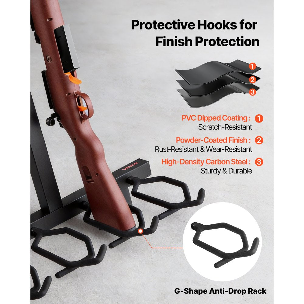 VEVOR Gun Rack, Portable, Folding Heavy Duty Steel Rifle Shotgun Rack Stand, Freestanding Indoor Outdoor Gun Display Storage, Holds Up to 7 Pistols and 4 Rifles or Shotguns, for Shooting Hunting Range