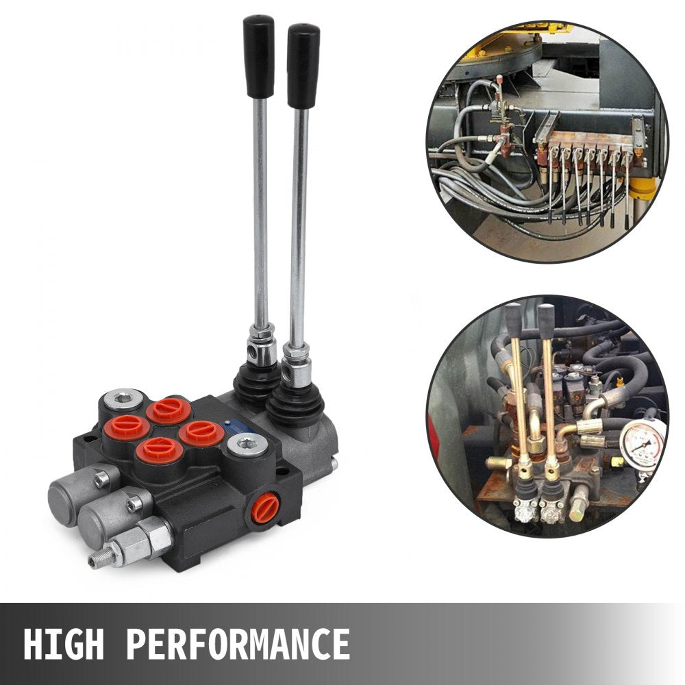 VEVOR Hydraulic Valve 2 Spool Hydraulic Directional Control Valve 11gpm Hydraulic Control Valve Double Acting for Tractors Loaders Tanks