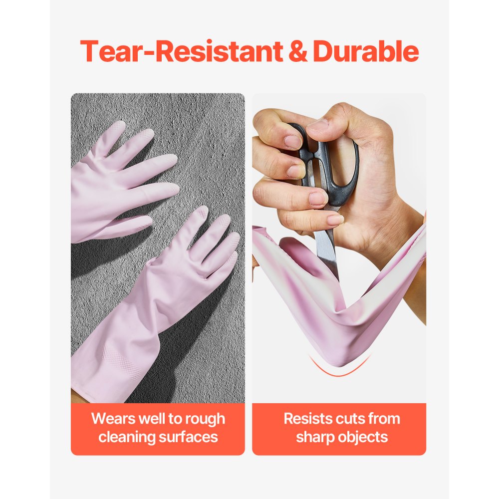 VEVOR Reusable Dishwashing Gloves, 2 Pairs Colorful Reusable Household Kitchen Cleaning Gloves for Washing Dishes and Cleaning Tasks, Flexible Long-lasting and Non-Slip, Medium, Pink + Purple