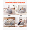 VEVOR Bean Bag Bed Chair, Convertible Chair from BeanBag to Lounge or Mattress, Gaint Bean Bag Chair Bed with Washable Cover for Adults, Fluffy Plush, Foam Filling and Side Pocket, Grey(Queen Size)