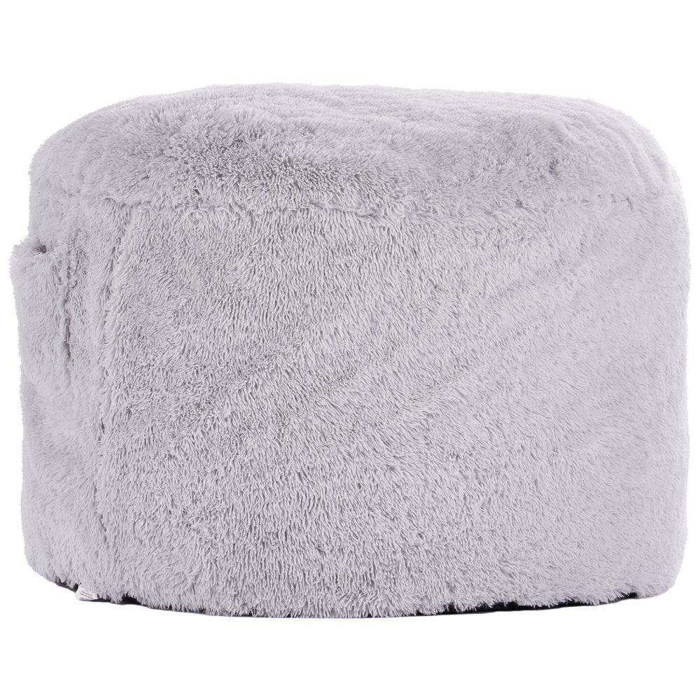 VEVOR Bean Bag Bed Chair, Convertible Chair from BeanBag to Lounge or Mattress, Gaint Bean Bag Chair Bed with Washable Cover for Adults, Fluffy Plush, Foam Filling and Side Pocket, Grey(Queen Size)
