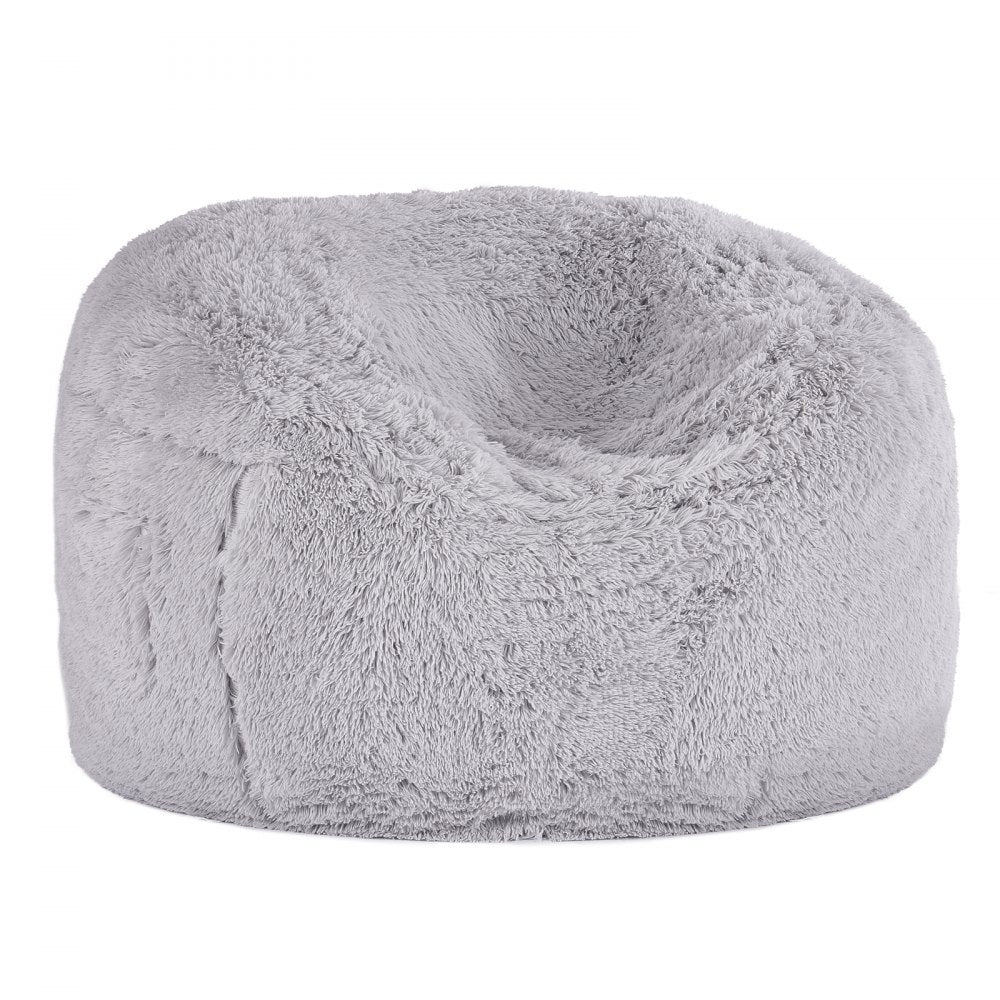 VEVOR Bean Bag Bed Chair, Convertible Chair from BeanBag to Lounge or Mattress, Gaint Bean Bag Chair Bed with Washable Cover for Adults, Fluffy Plush, Foam Filling and Side Pocket, Grey(Queen Size)