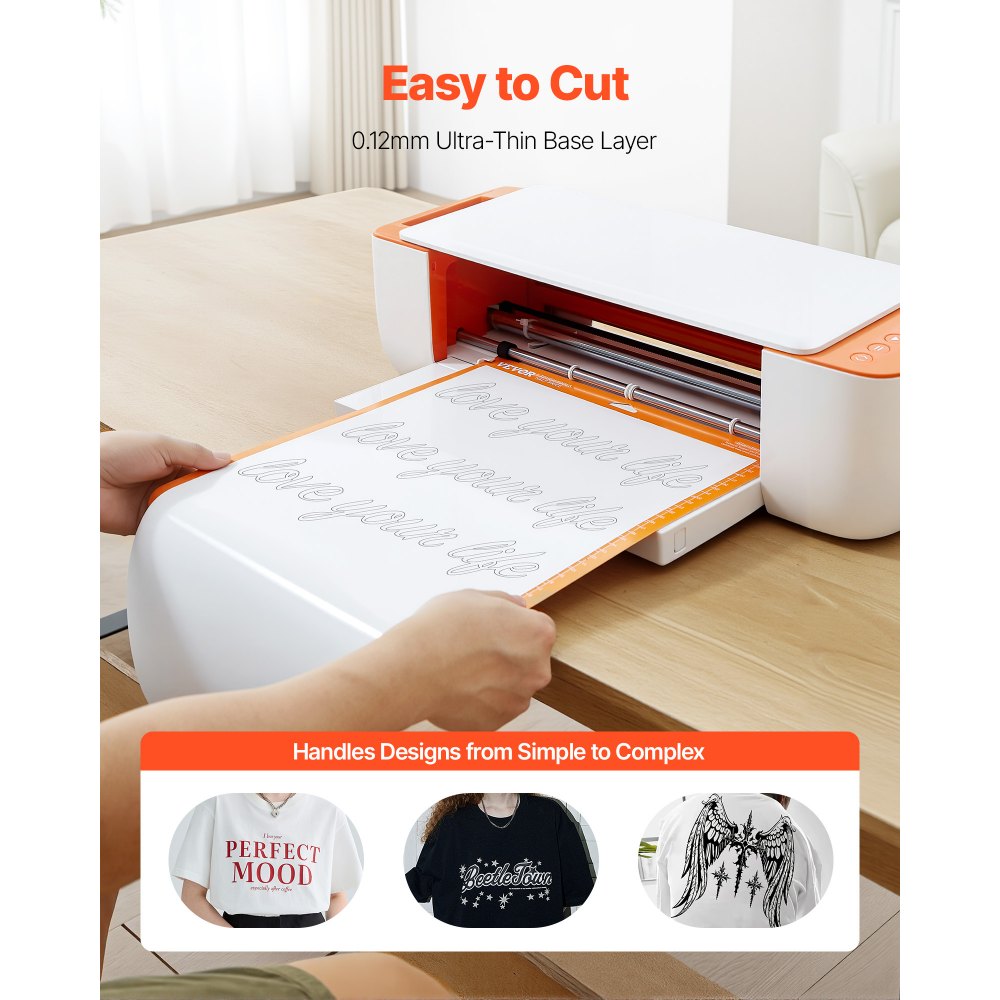 VEVOR Heat Transfer Vinyl, 12 in x 25 ft, Glossy White HTV Iron on Vinyl Roll, Easy to Cut and Weed, Strong Adhesion, Compatible with Cutting Machines, for Various Materials, T-shirts, Pillows, Hats