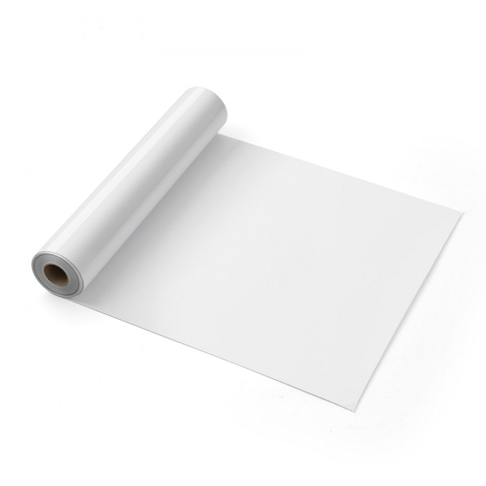 VEVOR Heat Transfer Vinyl, 12 in x 25 ft, Glossy White HTV Iron on Vinyl Roll, Easy to Cut and Weed, Strong Adhesion, Compatible with Cutting Machines, for Various Materials, T-shirts, Pillows, Hats