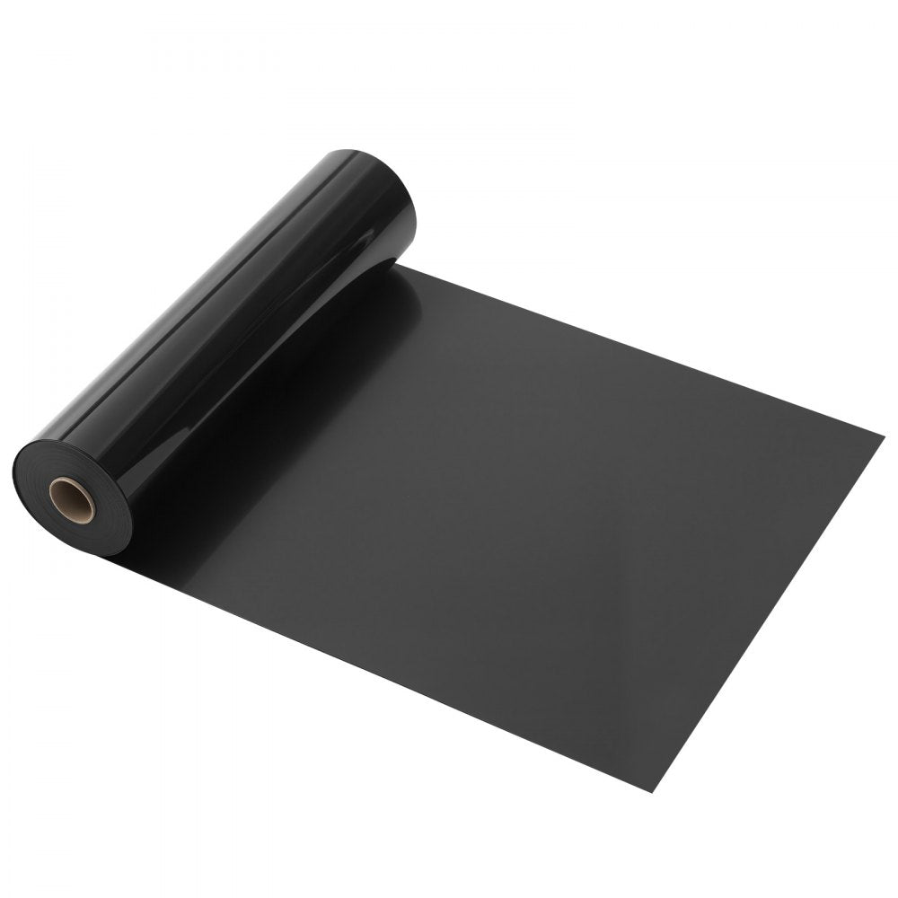 VEVOR Heat Transfer Vinyl, 12 in x 50 ft, Glossy Black HTV Iron on Vinyl Roll, Easy to Cut and Weed, Strong Adhesion, Compatible with Cutting Machines, for Various Materials, T-shirts, Pillows, Hats