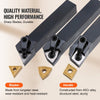VEVOR 3 Pieces Indexable Lathe Turning Tool Holder, 5/8 in, CNC Heavy-Duty Metal Lathe Cutting Tools, with Tin Coated Carbide Inserts Aluminum Case, for Turning Grooving Threading Cut Off Holders Set