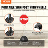 VEVOR Portable Sign Post 2-Pack 5 ft Sign Stands with Hard Plastic Base, for No Parking Street Signs, Handicap Parking Sign, Movable Sign Stand with Wheels, Hardwares, Heavy-Duty Q235 Steel, Black