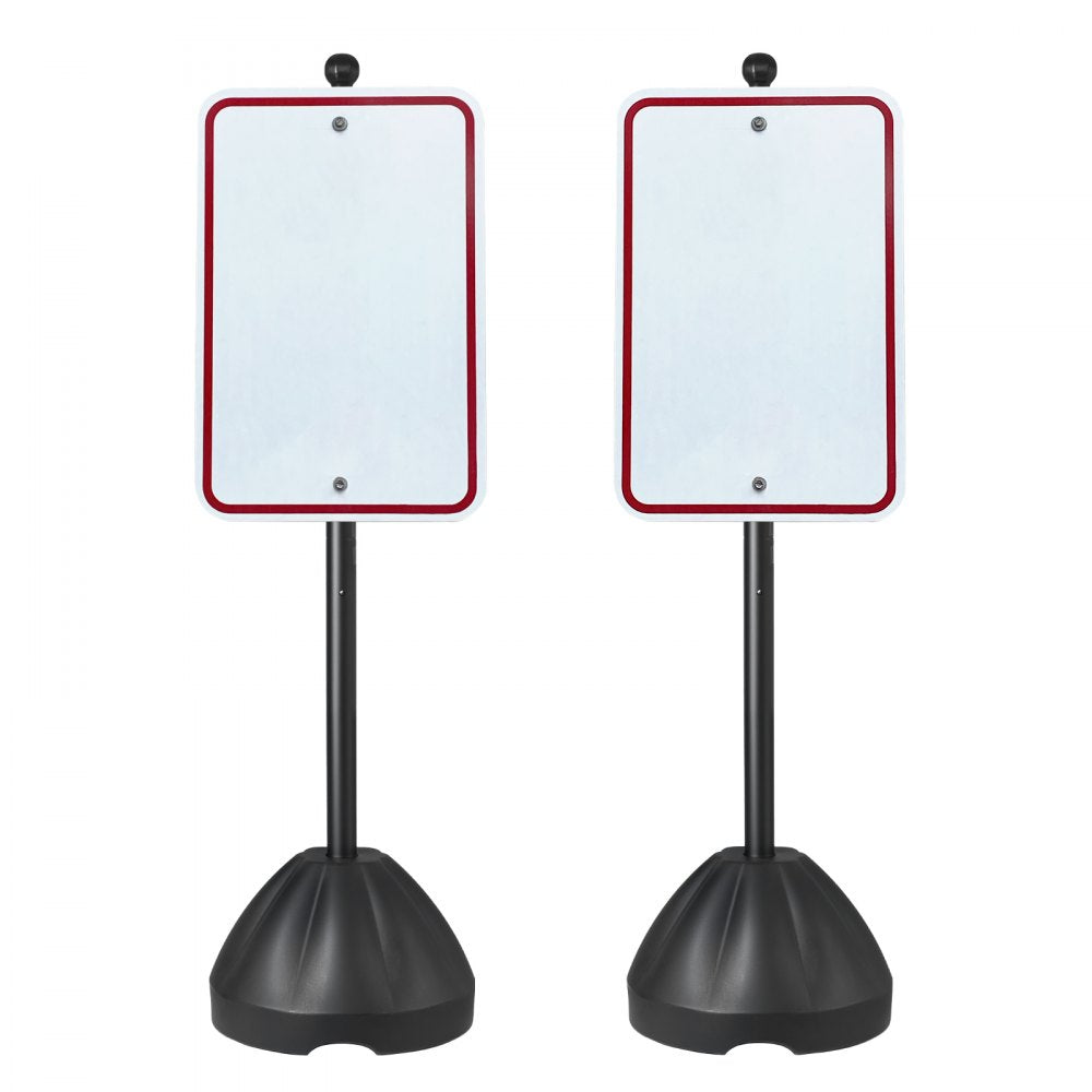 Vevor Sign Post Portable 2-Pack 5' Sign Stands with Hard Plastic Base Black New