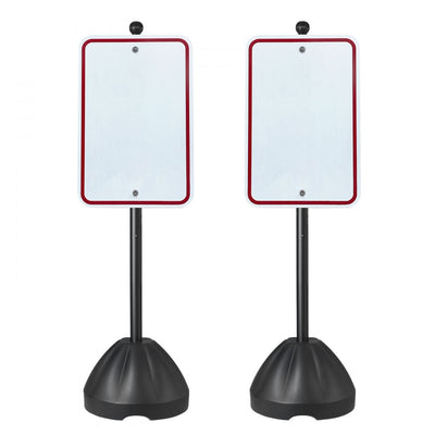 Vevor Sign Post Portable 2-Pack 5' Sign Stands with Hard Plastic Base Black New