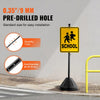 VEVOR Portable Sign Post, 5 ft Cast Iron Sign Post Holder with Hard Plastic Base & Wheels,  Movable Parking Sign Stand for No Parking Street Signs, Handicap Parking Sign,  with Base, Bolts Nuts, Black