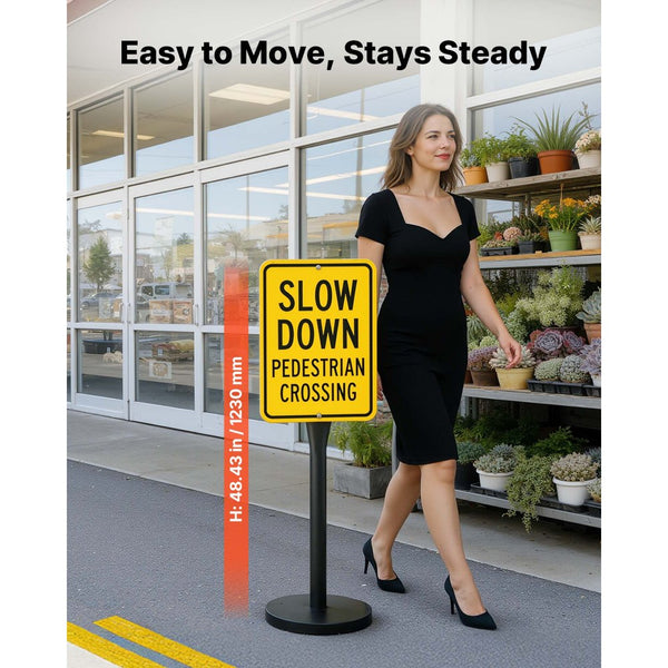 Vevor Sign Post Portable 2-Pack 4' Metal Sign Stands with Cast Iron Ba ...