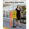 VEVOR Portable Sign Post, 2-Pack, 4 ft Tall, Metal Sign Stands with Heavy Duty Cast Iron Base, Multi-Hole Design for Easy Installation, Wind-Resistant, for Indoor and Outdoor Parking, Warning, Notice