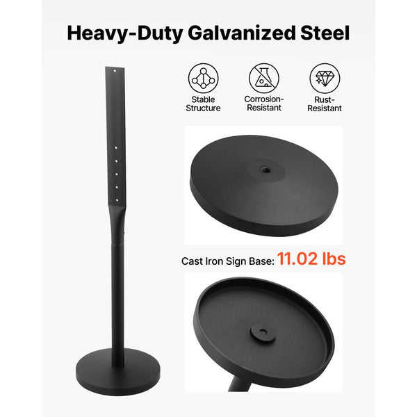 Vevor Sign Post Portable 2-Pack 4' Metal Sign Stands with Cast Iron Ba ...