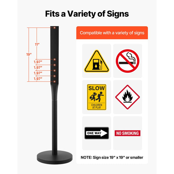 Vevor Sign Post Portable 2-Pack 4' Metal Sign Stands with Cast Iron Ba ...