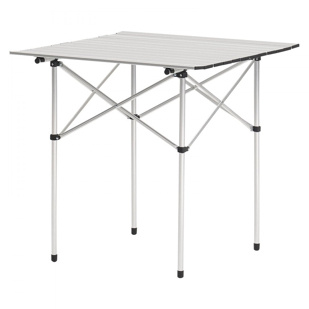 VEVOR Folding Camping Table, Portable Roll Up Side Tables, Small Lightweight Aluminum Beach Table, Compact with Carry Bag, for Outdoor Cooking, Tailgating, Grilling, Picnic, Travel, Silver