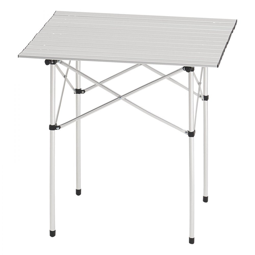VEVOR Folding Camping Table, Portable Roll Up Side Tables, Small Lightweight Aluminum Beach Table, Compact with Carry Bag, for Outdoor Cooking, Tailgating, Grilling, Picnic, Travel, Silver