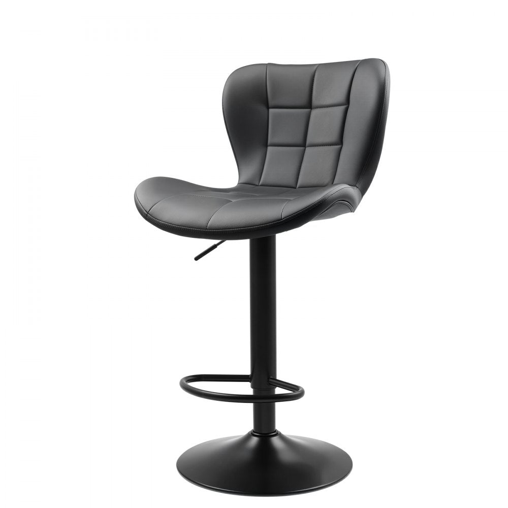 VEVOR Bar Stool Set of 2, Modern PU Leather Counter Height Stools, Swivel Kitchen Barstool with Back and Footrest, Height Adjustable Armless Bar Chair, Island Barstools for Kitchen, Dining Room, Black