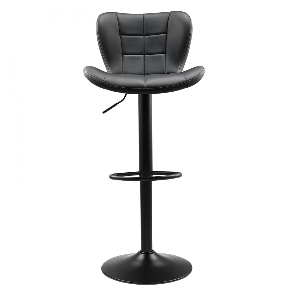VEVOR Bar Stool Set of 2, Modern PU Leather Counter Height Stools, Swivel Kitchen Barstool with Back and Footrest, Height Adjustable Armless Bar Chair, Island Barstools for Kitchen, Dining Room, Black