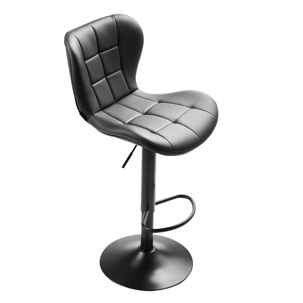 VEVOR Bar Stool Set of 2, Modern PU Leather Counter Height Stools, Swivel Kitchen Barstool with Back and Footrest, Height Adjustable Armless Bar Chair, Island Barstools for Kitchen, Dining Room, Black