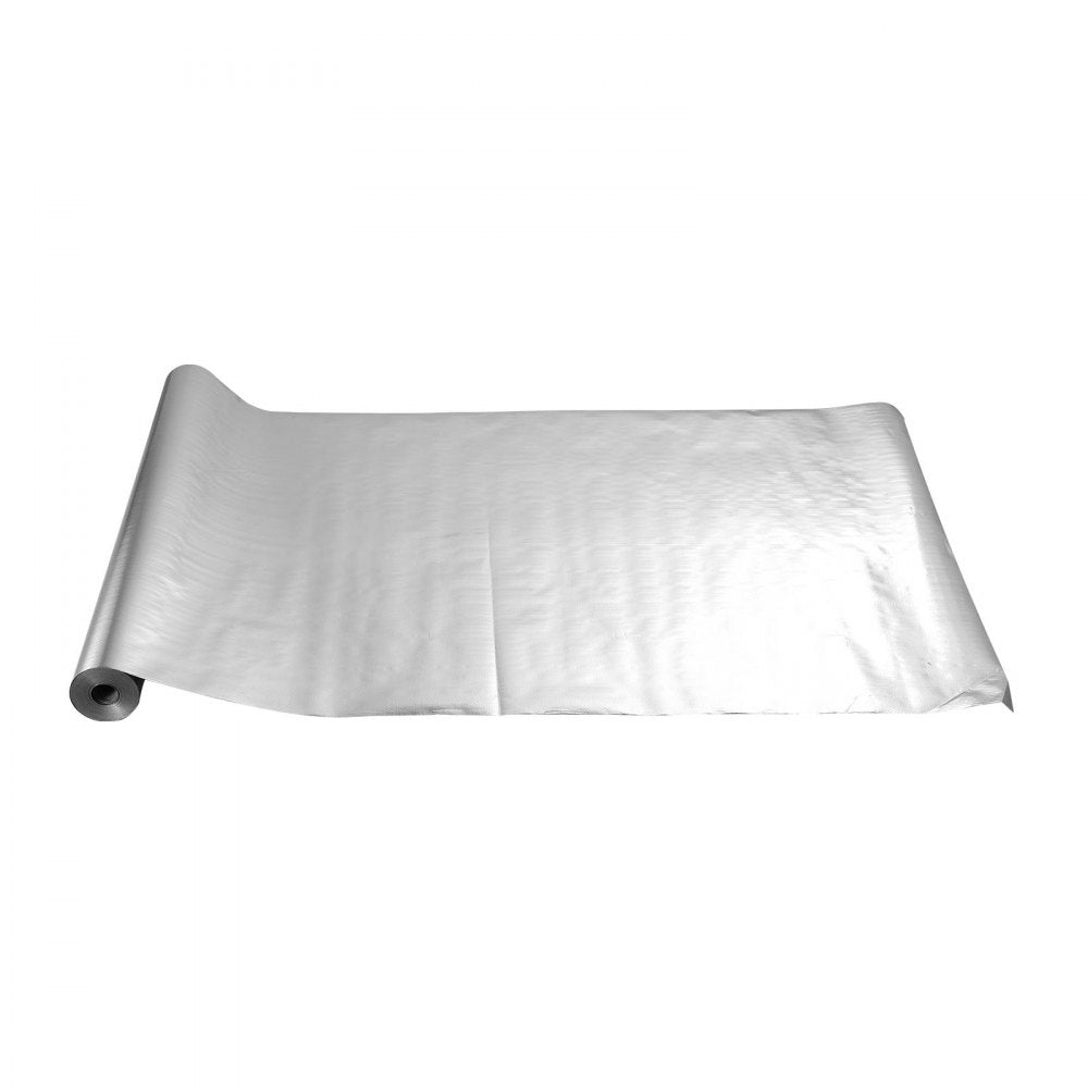 VEVOR Double Reflective Insulation Roll, Perforated Woven Fabric Radiant Barrier, 0.15mm 48 in x 250 ft, Double-Sided Aluminum Foil Heat Reflective Shield, Thermal Insulation Roll for Window RV Roof