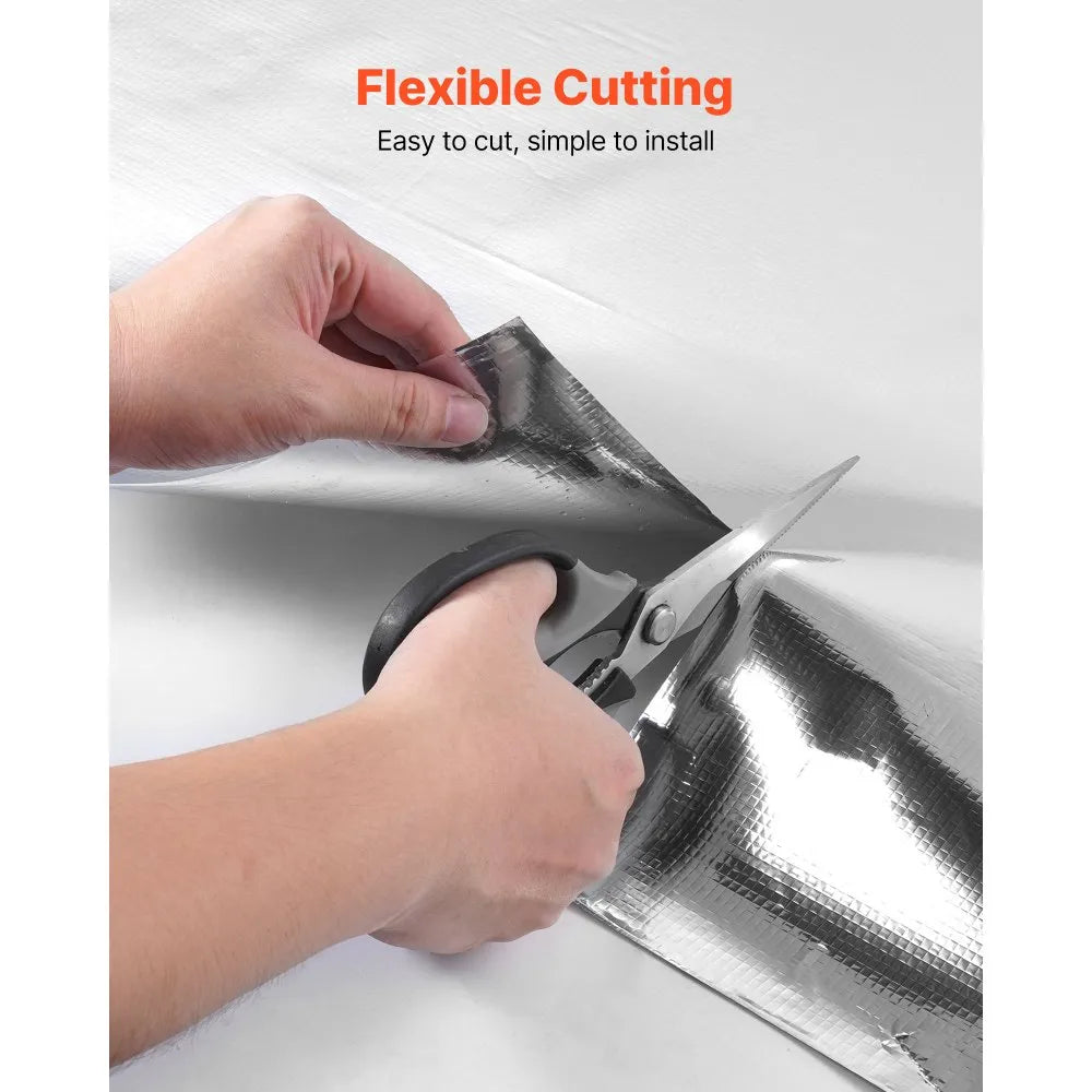 VEVOR Double Reflective Insulation Roll, Non-Perforated Woven Fabric Radiant Barrier, 0.15mm 48 in x 125 ft, Double-Sided Aluminum Foil Heat Reflective Shield, Thermal Insulation Roll for Window Roofs