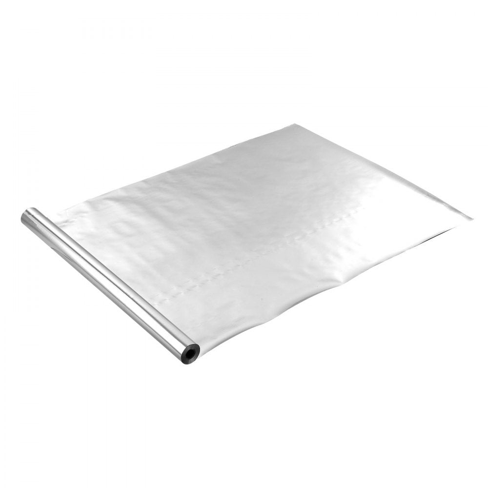 VEVOR Double Reflective Insulation Roll, Non-Perforated Woven Fabric Radiant Barrier, 0.15mm 48 in x 125 ft, Double-Sided Aluminum Foil Heat Reflective Shield, Thermal Insulation Roll for Window Roofs