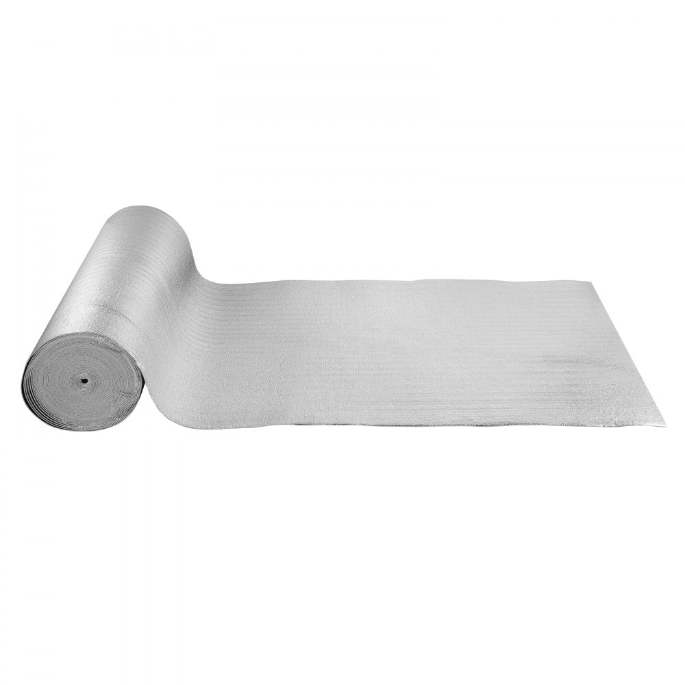 VEVOR Double Reflective Insulation Roll, Foam Core Radiant Barrier, 3.2 mm 48 in x 100 ft, Double-Sided Aluminum Foil EPE Foam Heat Reflective Shield, Thermal Insulation Roll for Window RV Roof