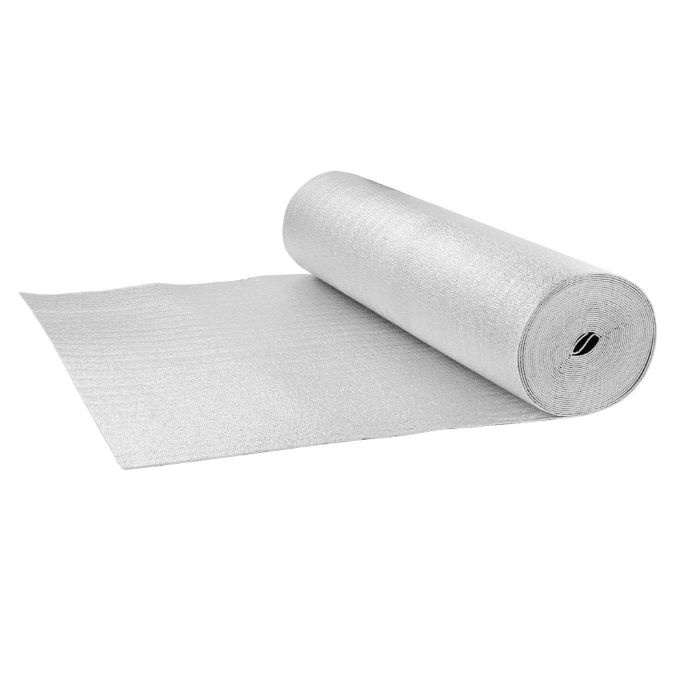 VEVOR Double Reflective Insulation Roll, Foam Core Radiant Barrier, 3.2 mm 48 in x 50 ft, Double-Sided Aluminum Foil EPE Foam Heat Reflective Shield, Thermal Insulation Roll for Window RV Roof
