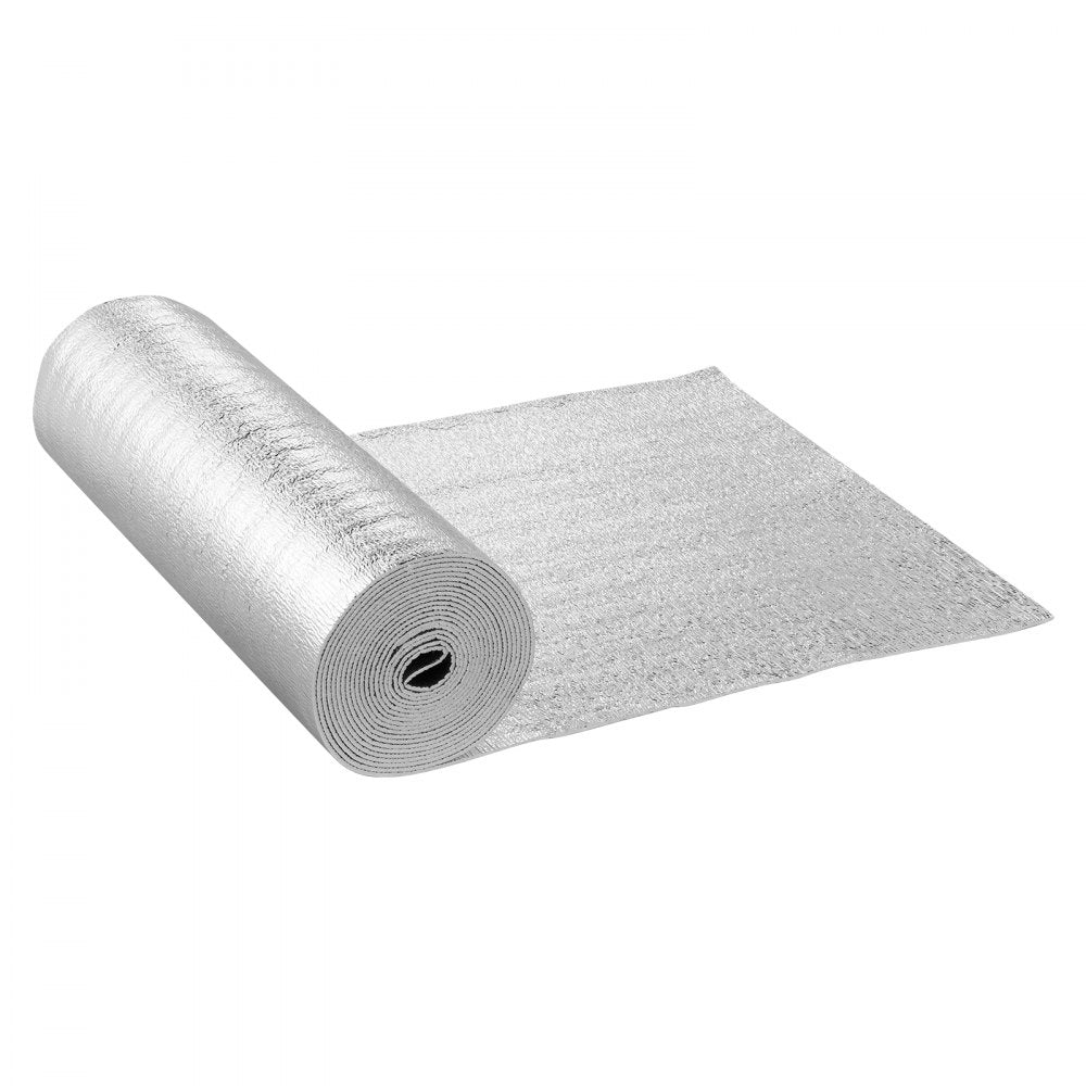 VEVOR Double Reflective Insulation Roll, Foam Core Radiant Barrier, 3.2 mm 24 in x 25 ft, Double-Sided Aluminum Foil EPE Foam Heat Reflective Shield, Thermal Insulation Roll for Window RV Roof