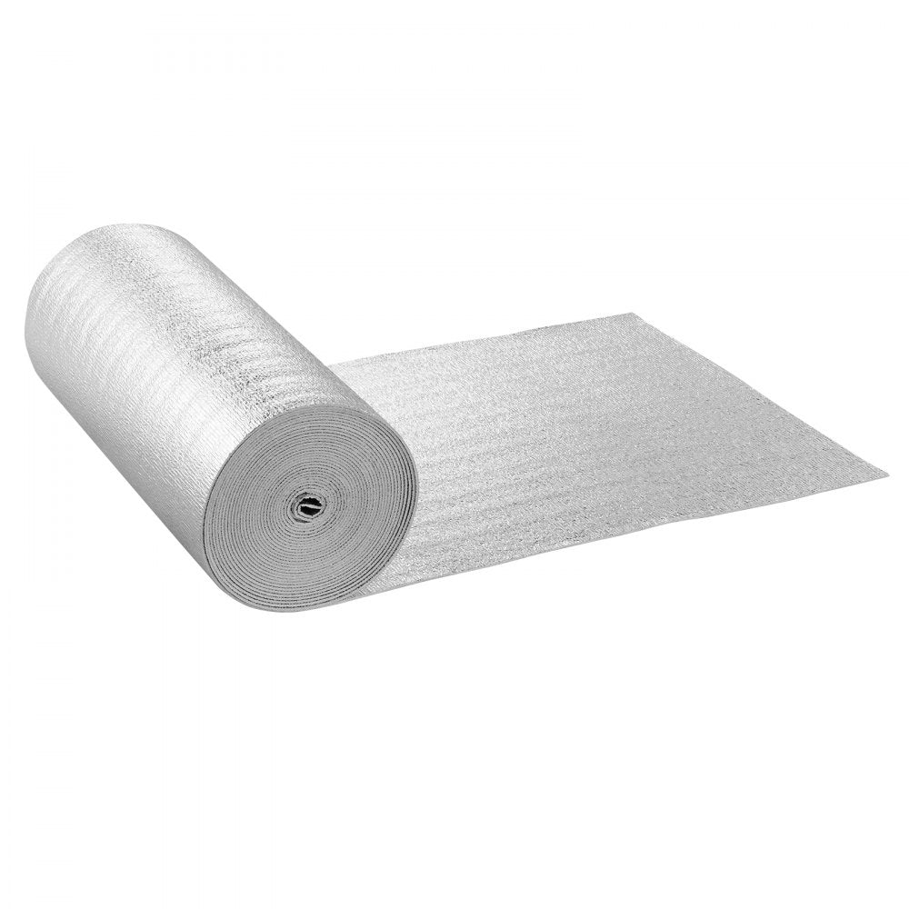 VEVOR Double Reflective Insulation Roll, Foam Core Radiant Barrier, 3.2 mm 23.8 in x 50 ft, Double-Sided Aluminum Foil EPE Foam Heat Reflective Shield, Thermal Insulation Roll for Window RV Roof
