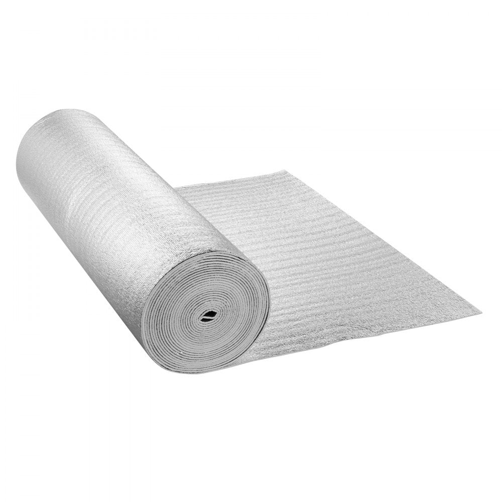 VEVOR Double Reflective Insulation Roll, Foam Core Radiant Barrier, 5.5mm 48 in x 50 ft, Double-Sided Aluminum Foil EPE Foam Heat Reflective Shield, Thermal Insulation Roll for Window RV Roof