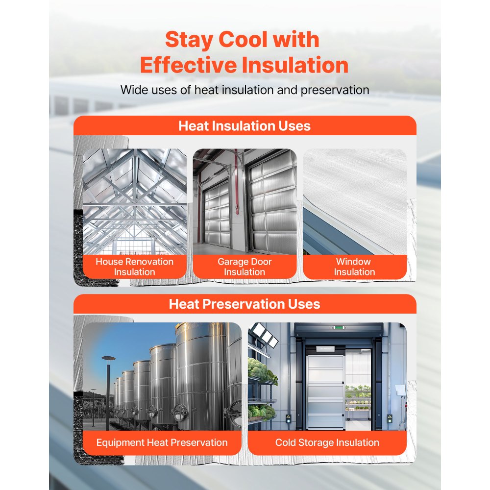VEVOR Double Reflective Insulation Sheet, 16PCS Double-Sided Aluminum Foil Radiant Barrier, 6mm 24 in x 4 ft, Dual-Layer Air Bubble Heat Reflective Shield, Thermal Insulation Rolls