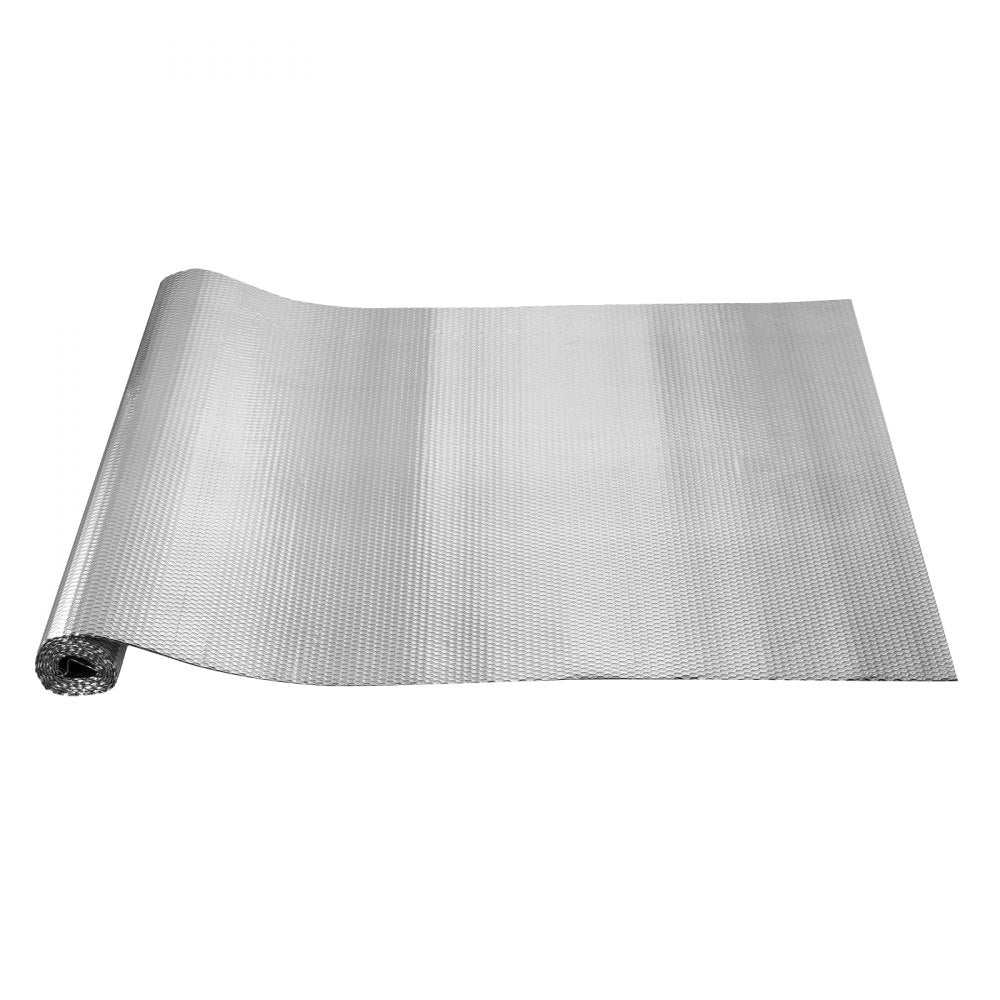 VEVOR Double Reflective Insulation Roll, Air Bubble Film Radiant Barrier, 3.2 mm 48 in x 10 ft, Double-Sided Aluminum Foil Bubble Heat Reflective Shield, Thermal Insulation Roll for Window RV Roof