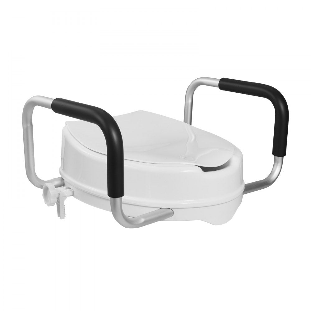 VEVOR Raised Toilet Seat with Arms, 300 lbs Load Capacity, 4-Inch Lift Height, Widened Commode Elevated Toilet Seat Riser with Padded Handles for Seniors, Elderly, Handicap, Disabled, and Adults Use