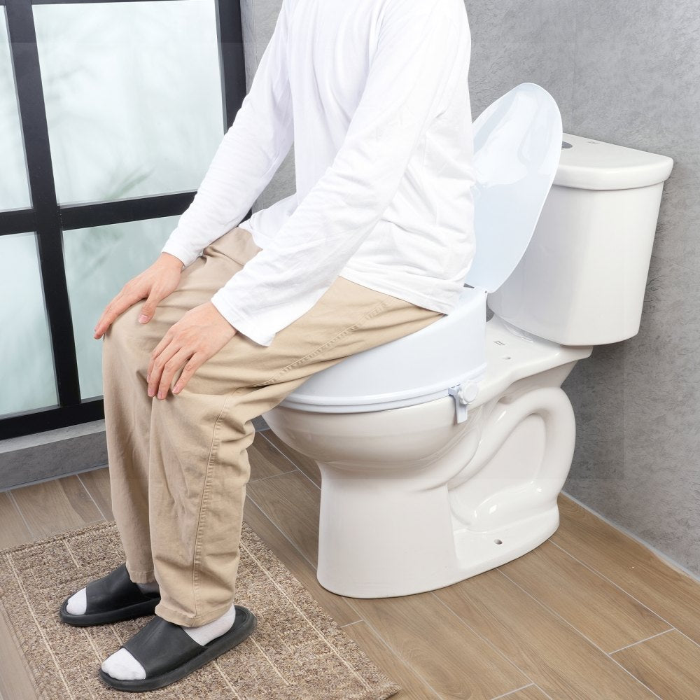 VEVOR Raised Toilet Seat, 6" Height Raised, 300 lbs Weight Capacity, Universal Toilet Seat Riser, Screw Rod Locking, with Toilet Seat, for Elderly, Handicap, Patient, Pregnant, Medical