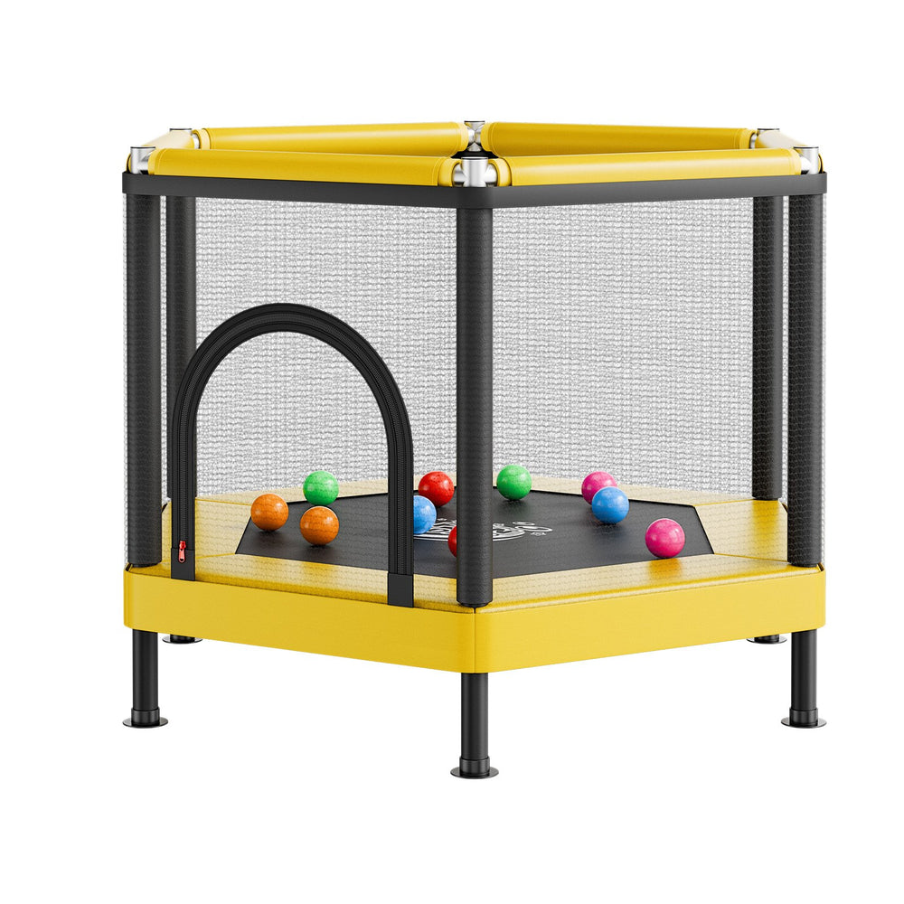 VEVOR Trampoline for Kids, Toddler Mini Trampoline, 132 lbs Capacity Indoor Outdoor Play Toys with Enclosure Net and Basketball Hoop, Easy to Assemble, Christmas Toys Birthday Gifts for Girls Boys