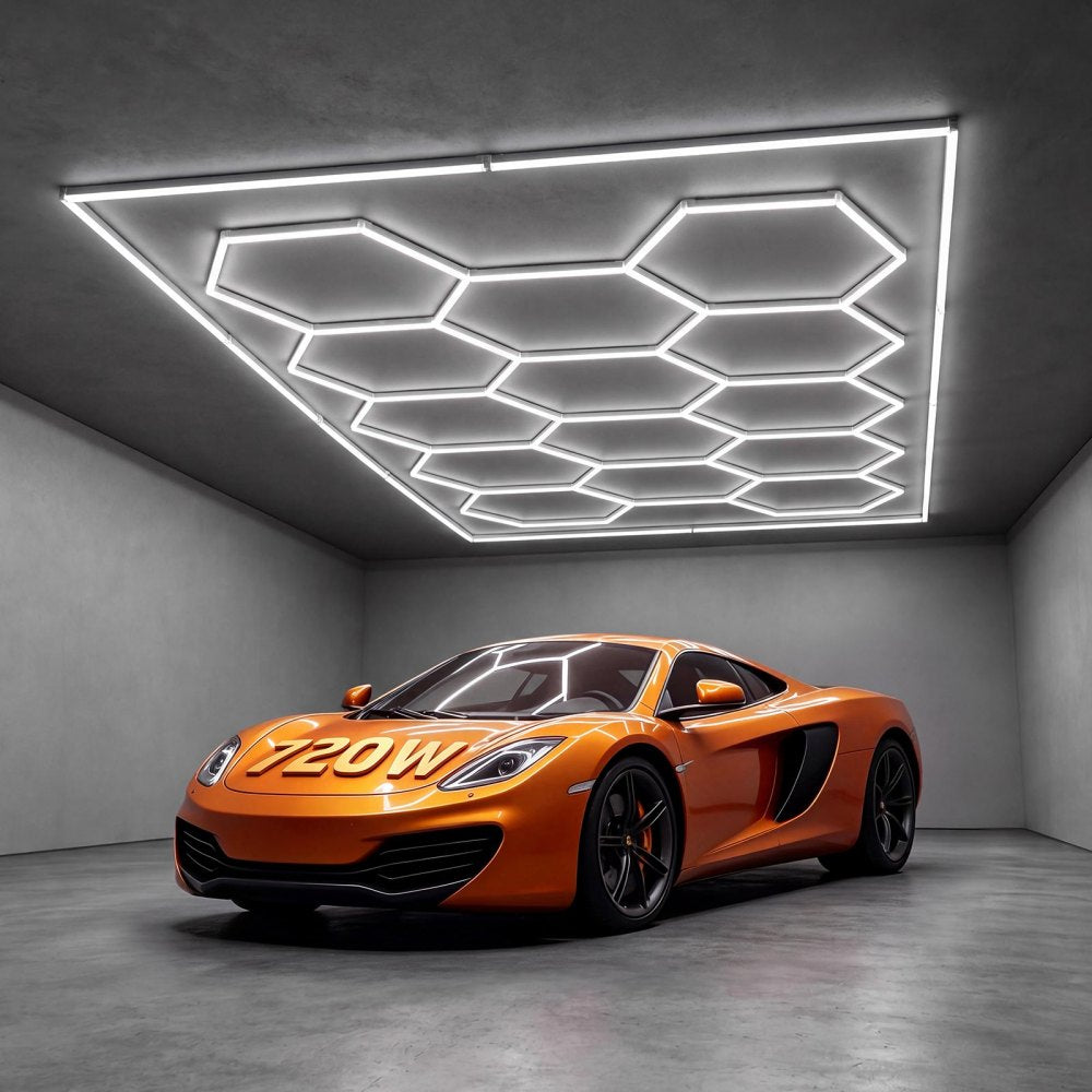 Vevor Garage Lights Hexagon LED Honeycomb 14-Grid 720W 86400LM 6500K New