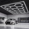 VEVOR Hexagon Garage Lights 672W 80640LM 6500K 14 Grid Systems LED Light, Bright Honeycomb Hex Car Detailing Lighting, with Rectangle Frame, Easy Install, for Garage, Warehouse, Workshop, Shop, Gym