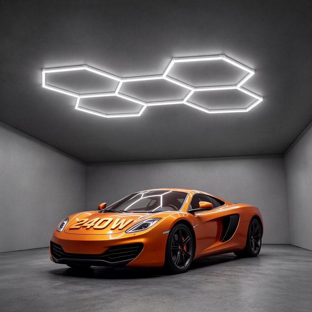 Vevor Garage Light Hexagon LED 5-Grid 240W 28800LM 6500K New